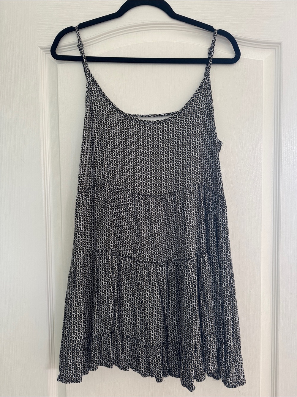 Brandy Melville Black & White Tiered Spaghetti Strap Mini Dress
